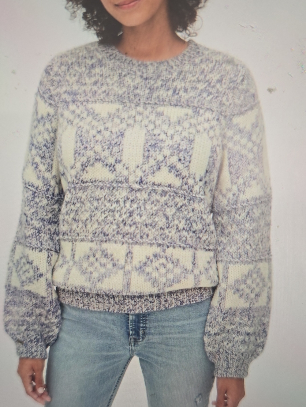 GAP Cream and Light Blueish!purple, Fair Isle Crewneck Sweater MT